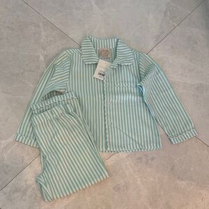 Striped Kids Pajamas - Green